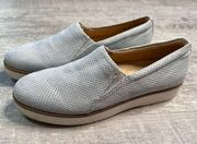 Naturalizer Zophie 2 Perforated Slip-On Loafer Womens 5.5 Faux Suede Light Blue