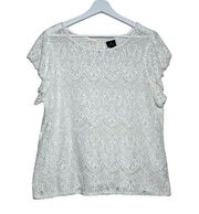 | Cream lace short sleeve blouse Size XL