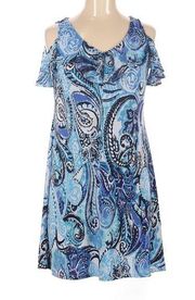 Roz & Ali cold shoulder paisley print dress size petite large