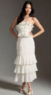 Strapless Tiered Pleated Ruffled Drew