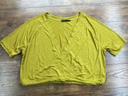 PrAna Narkanda Top Womens Large Crop Top‎ Wrap Tie Waist Citronella Yellow