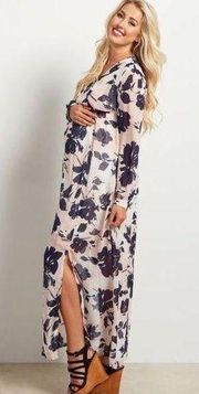 ✨9XHP✨Pink Floral Chiffon Long Sleeve Maxi Dress✨