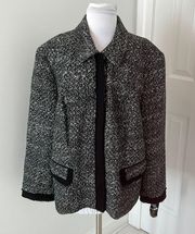 Lafayette 148 NY Tweed Wool Blend Snap Front Jacket
