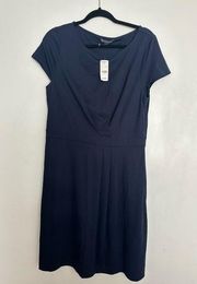 Brooks Brothers  Dress Women Navy Blue Sheath Cap Sleeve Stretch