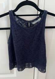 Navy Blue Lace Sleeveless Top