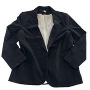 Aqua Jacket Womens Large Black Open Front Lined Business Blazer Career Poly