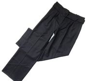 NWT Sezane Arthur Trouser in Black High Rise Belted Pleated Wool Pants 44 / 12