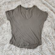 Express Cold Shoulder Olive Green V-Neck T-Shirt Size Small
