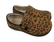 ALEGRIA Kar-402X Leather Slip-On Shoes With Double Gore Leopard Orange Black 38