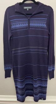 Title Nine O'Connor 100% Merino Wool Knit 1/4 Zip Sweater Dress Womens Medium