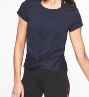 Athleta Essence Twist Short Sleeve Tee Navy Blue Size MT