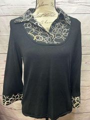 Dressbarn large black sweater with attached blouse -2194