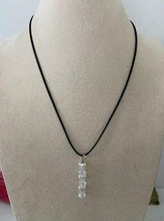 Handmade  faux pearl heart and sparkly bead pendant necklace