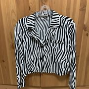 zebra button up crop top