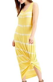 Sleeveless Maxi Dress Tie Dye Style & Co Yellow White Size XL Rayon Spandex Knit