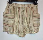 L*Space Women's Size Small Shorts Multicolor Tan Neutral Striped Pockets NWT