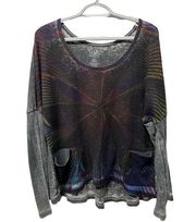 Go Couture vintage edition waffle thermal geometric print Medium top sz medium