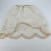 Vintage Saks Fifth Avenue 60s Miniskirt Slip Scalloped Hem Lace Embroidered S