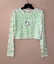 Green Unicorn Graphic Crop Long Sleeve Tee Size M NWT!