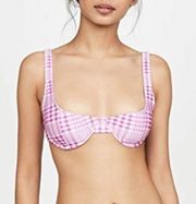 FAITHFULL THE BRAND Pernille Bikini Top Swim Beach Purple Gingham NWT Medium