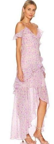 ASTR the Label Lilac Multi Color Floral High Low Ruffle Dress Cold Dress