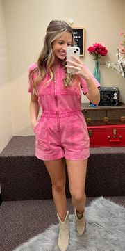 Pink Denim Romper 