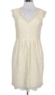 Shoshanna Cream Eyelash Lace A-Line Sleeveless V Neck Dress with Pockets size 2