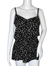 Gibson Shirt Womens Small Black White Ditzy Floral Blouse Tank Flower Bloomcore