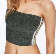 VS PINK Black Silver Glitter Cropped Tube Top