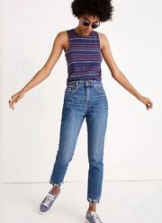 Madewell The High Rise Slim Crop Boyjean Jeans in Melbourne Wash 26