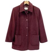 NEW Calvin Klein Womens 6 Angora Wool Overcoat Car Coat Burgundy Cranberry