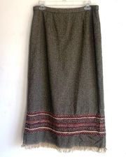 Vintage Sag Harbor Boho Fringe Hem Maxi Length Skirt Sz 12