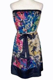 Matty m floral watercolor strapless silk dress New small/med multicolor print