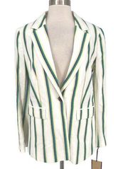 Halogen Striped One Button Blazer Ivory Green Multicolor Size Small NWT