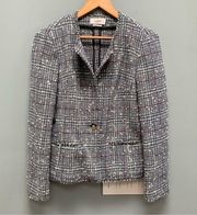 Isabel Etoile Marant Tweed Plaid Wool Blend Blazer Single Button 42 / XL