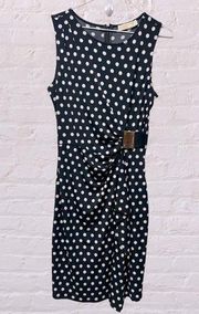 Michael Kors faux wrap Black White Polka Dot dress Sleeveless sz medium