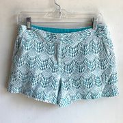 LOFT Lace High Waist Turquoise White Shorts