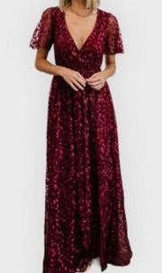 Baltic Born Marseille Floral Lace Maxi Dress in Mulberry Size: S