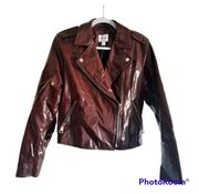 Nine West  Vegan Leather Moto Style Coat Jacket