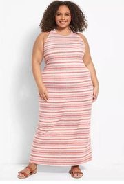 Lane Bryant Pink&Gray Stripe Twist Back Maxi Dress Sz.22/24