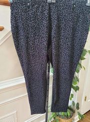 Terra & Sky Womens Gray Leopard Print Skinny Leg High Rise Casual Pants Size 3X