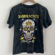 Corona Extra Saber Vivar Skull Graphic Tee T-Shirt 100% Cotton Small