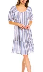 Beachlunchlounge Luca Puff Sleeve Linen & Cotton A-line Dress