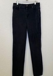 Gloria Vanderbilt Black Straight Leg High Rise Jeans Sz 8 Long Cotton Casual