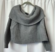 Forever 21 F21 Solid Gray Y2K Off the Shoulder Baggy Pullover Sweater Size Medium