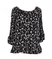 Black and blush floral top size XL