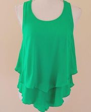 BCX kelly green crepon blouse size medium
