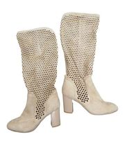 Urban Outfitters Tan Suede Laser Cut Boots Size 6