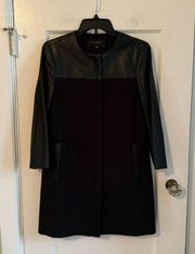 Ann Taylor Black Vegan Leather Jacket Size, Mid-Length, XS - generous fit