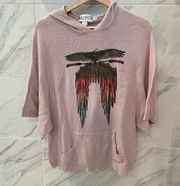 Wildfox Light Feather Hooded Poncho Sweater